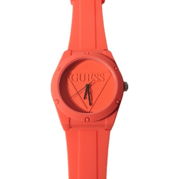 New GUESS Retro Pop Quartz Orange Dial Orange Silicone Watch - Picture 1 of 8